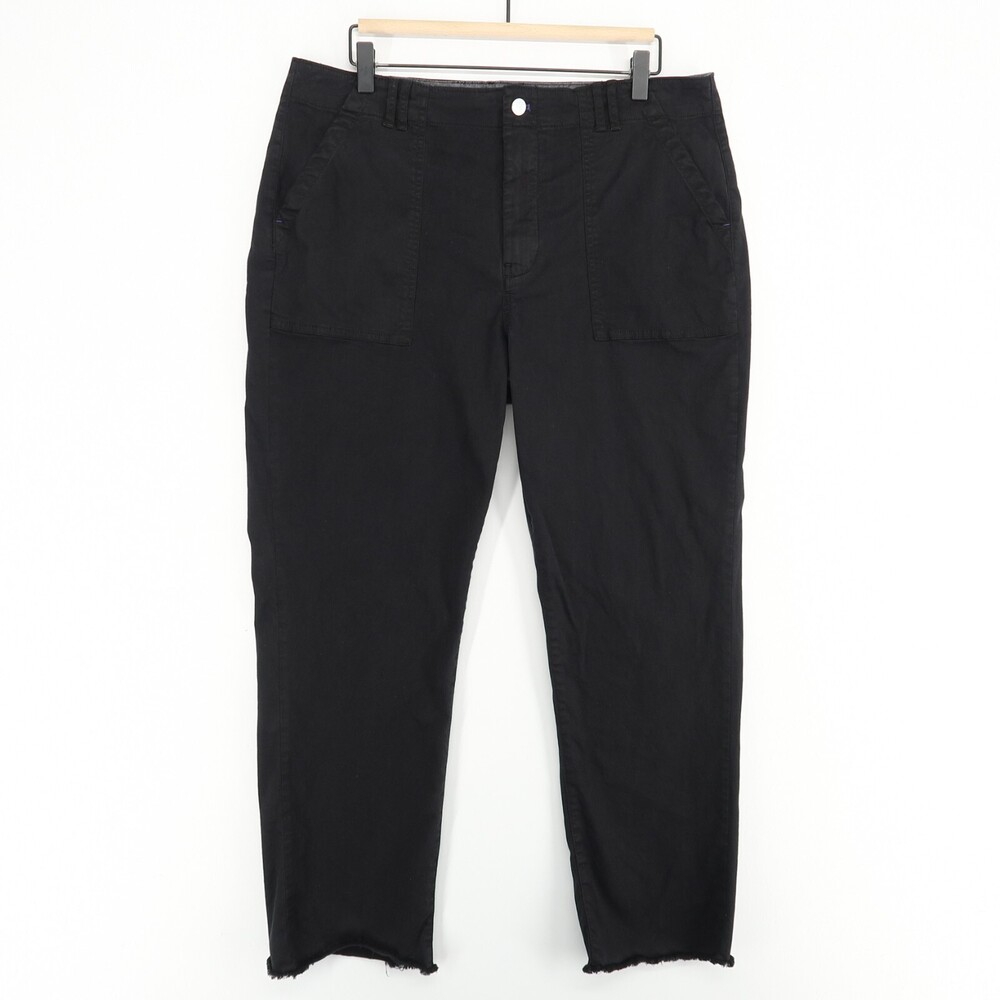 Pilcro Anthropologie Utility Pants Womens 32 Washed Black‎ Fray Hems Stretch